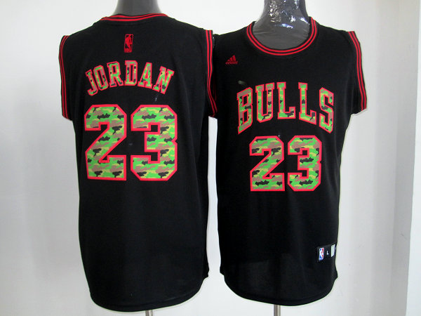  NBA Chicago Bulls 23 Michael Jordan Camo Black Swingman Jersey